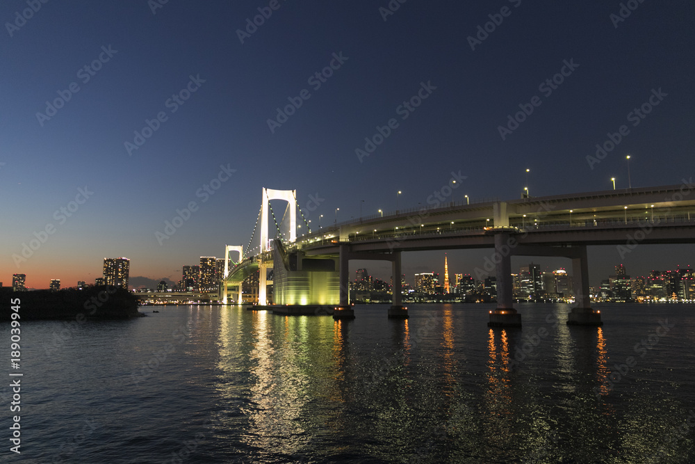 レインボーブリッジと東京湾の夜景