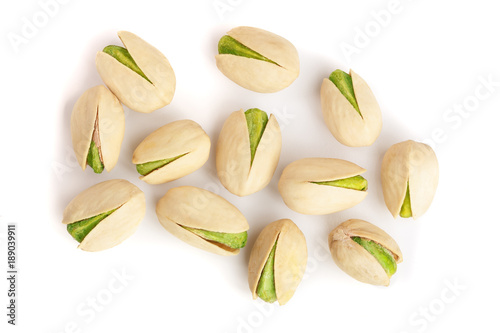 Wallpaper Mural Pistachios isolated on white background, top view. Flat lay Torontodigital.ca
