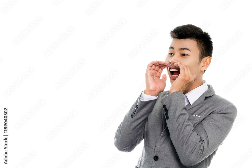 Portrait of a business man's yewling. Isolated on white background Portrait of a business man's yewling. Isolated on white background