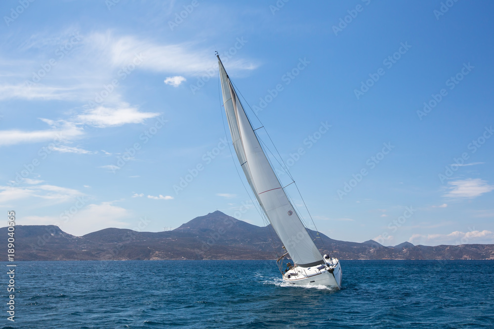 Obraz premium Yachting. Sailing boat in the Aegean Sea.
