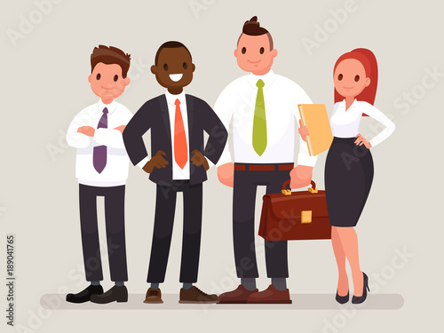Business team. A group of office workers headed by a chief. Vector illustration in a flat style