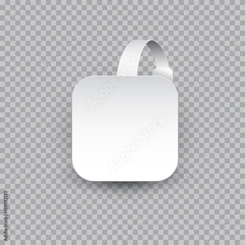 White square paper wobbler isolated on transparent background.