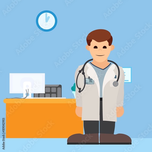 doctor in office flat style vector