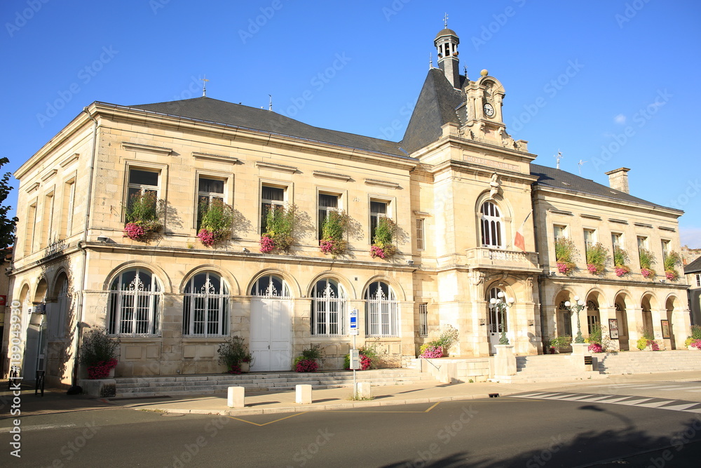 The historic City Hall of Chauvigny in Limousin, France, (Hotel de Ville, french, City Hall)