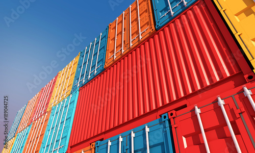 Stack of containers box, Cargo freight ship for import export business