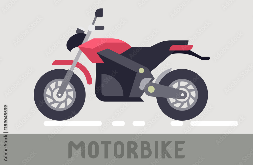 Fototapeta premium Red and Black Motorcycle in Flat Style