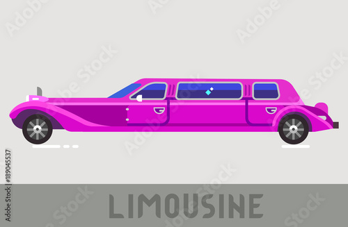 Pink Limousine in Flat Style