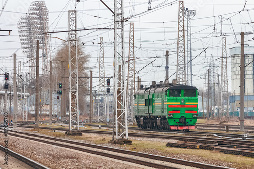 Green diesel locomotive