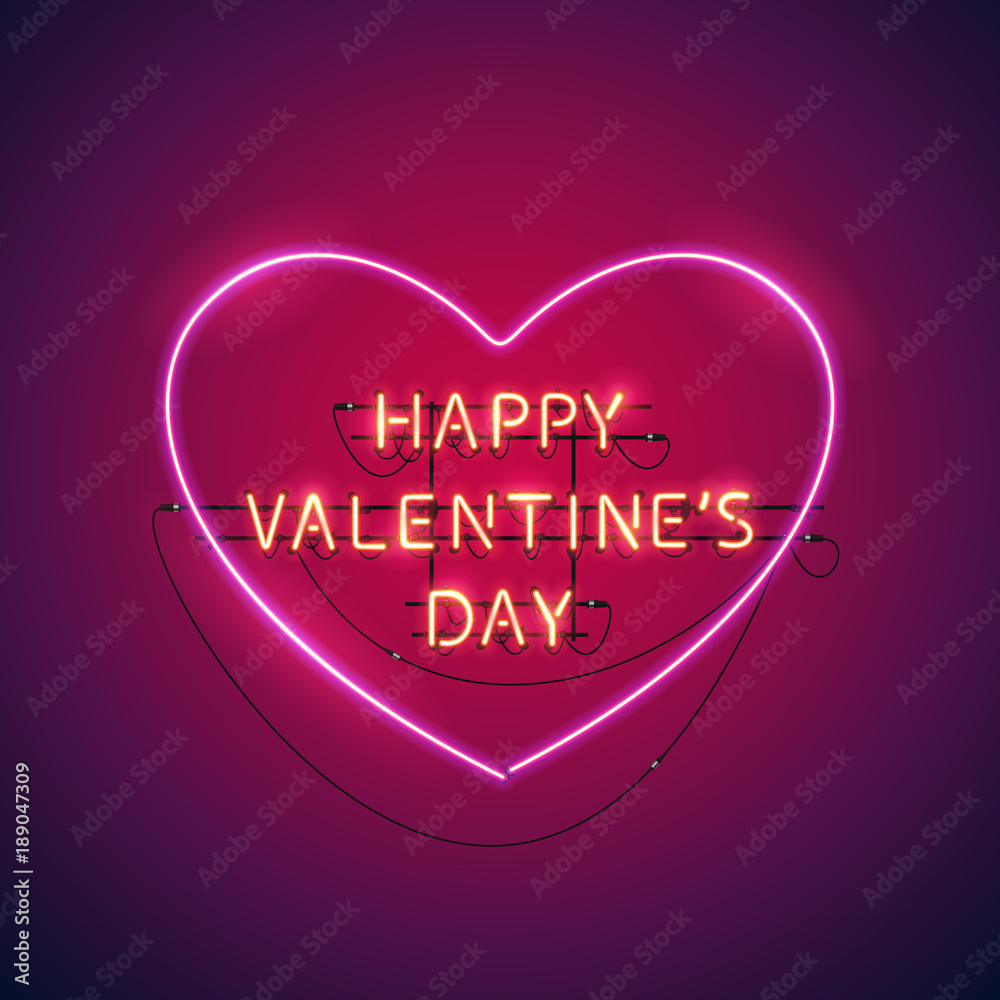 Happy Valentines Day Heart Neon Sign Happy Valentines Day Heart Neon Sign