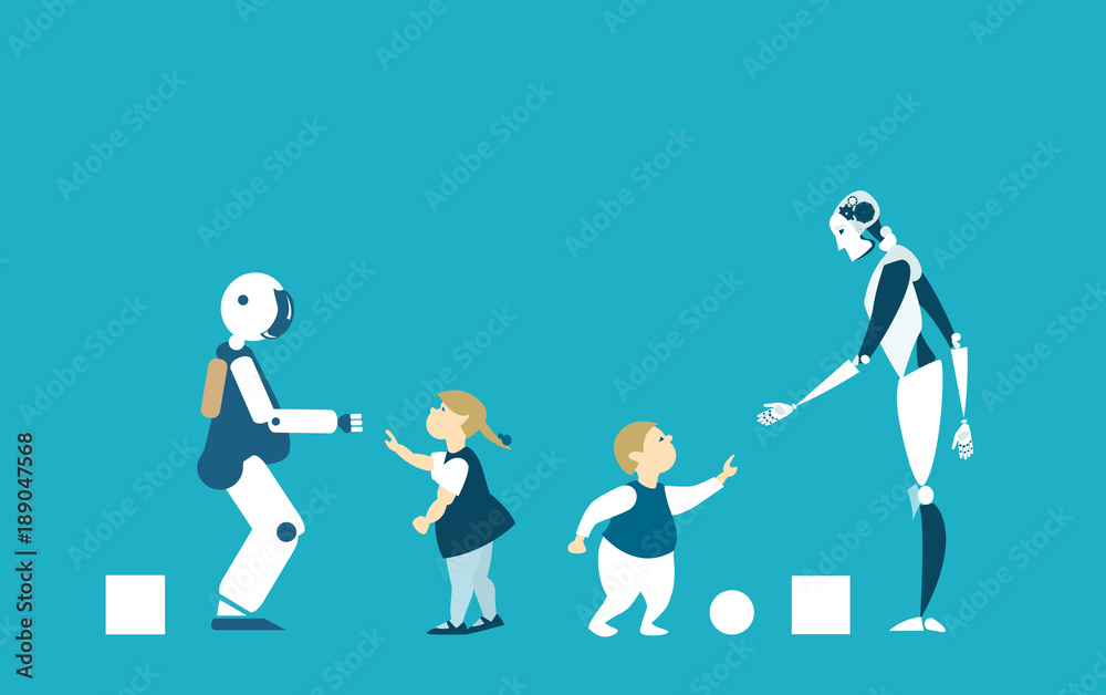 Robots are future babysitters and teachers. RPA, Robotic Process Automatisation concept. Robots are future babysitters and teachers. RPA, Robotic Process Automatisation concept.