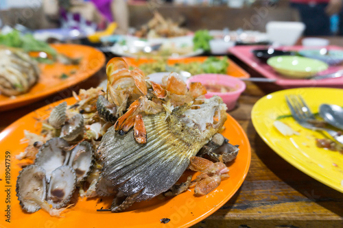 Seafood waste after eating at Thailand restaurant
