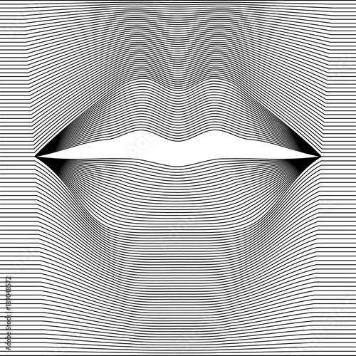 Vector female lips of black lines