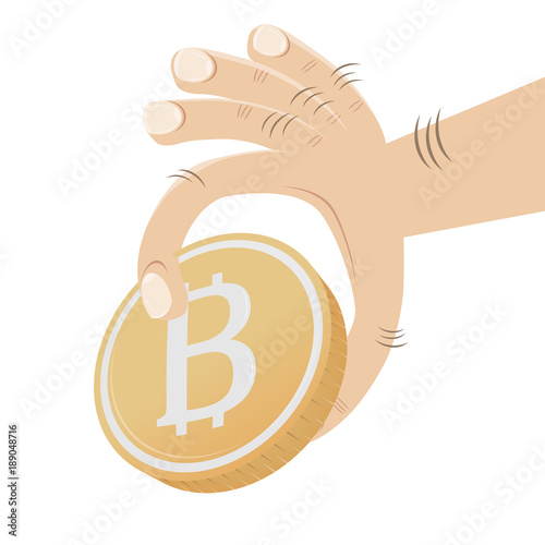 hand grabbing bitcoin