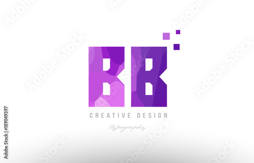 bb b b pink alphabet letter logo combination with squares