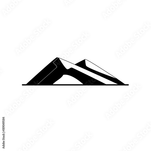 Sloping hills silhouette icon in flat style