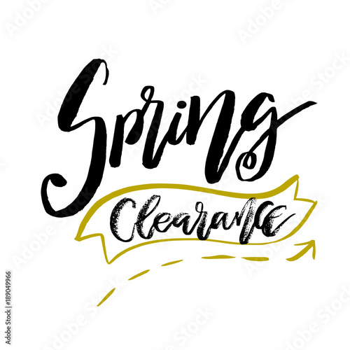 Special Spring Clearance - Hand drawn inspiration quote. Vector typography design element. Spring lettering poster. Template for Flyers  banners  advertise  marketing  promotion.