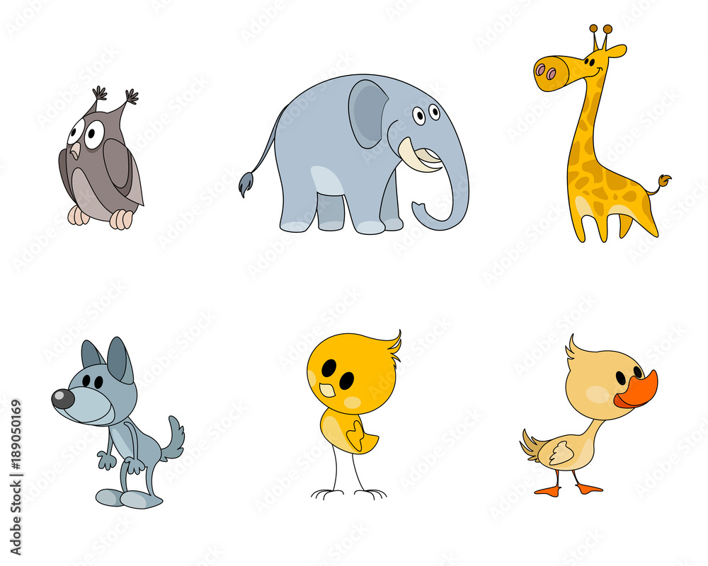 Naklejka premium Six characters for kids