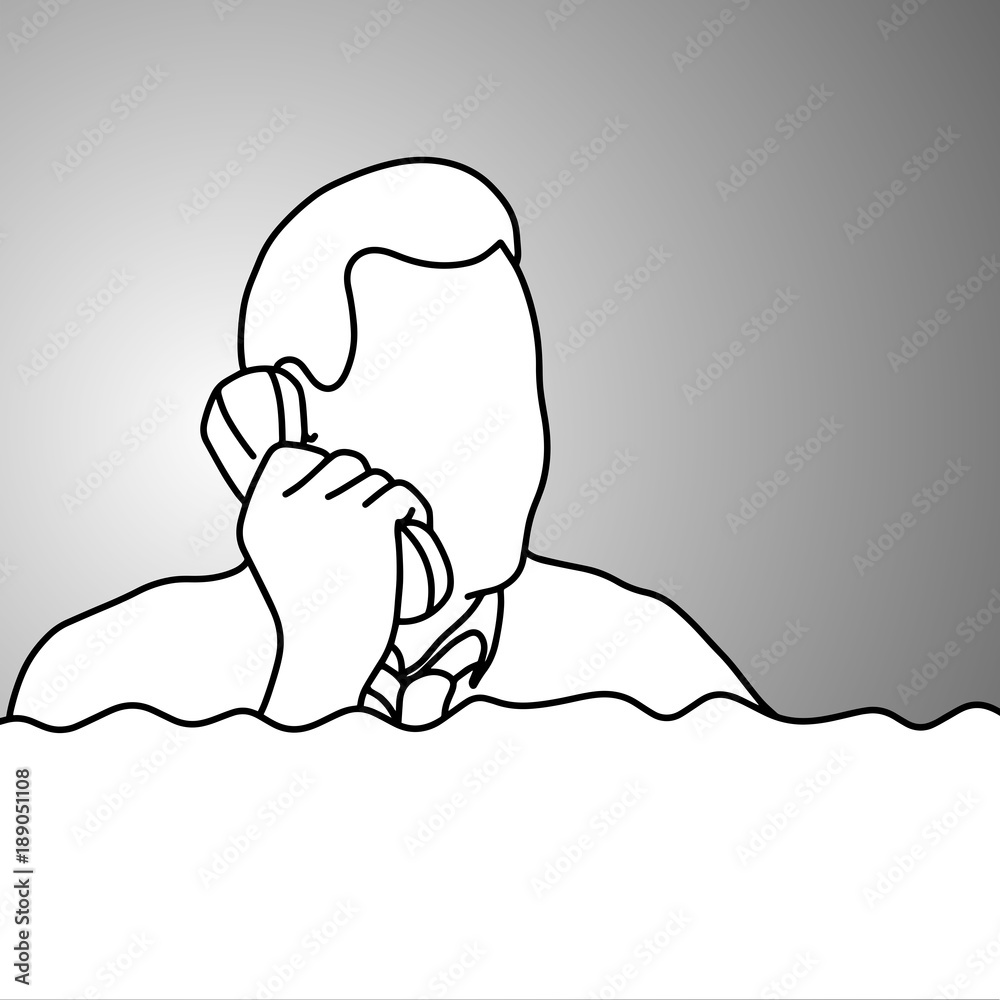 businessman using desk telephone with his right hand vector illustration doodle sketch hand drawn with black lines isolated on gray background. Business concept. businessman using desk telephone with his right hand vector illustration doodle sketch hand drawn with black lines isolated on gray background. Business concept.