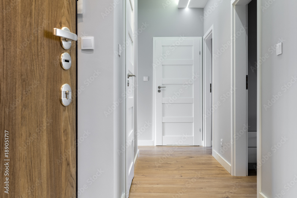 Fototapeta premium Corridor with wooden floor