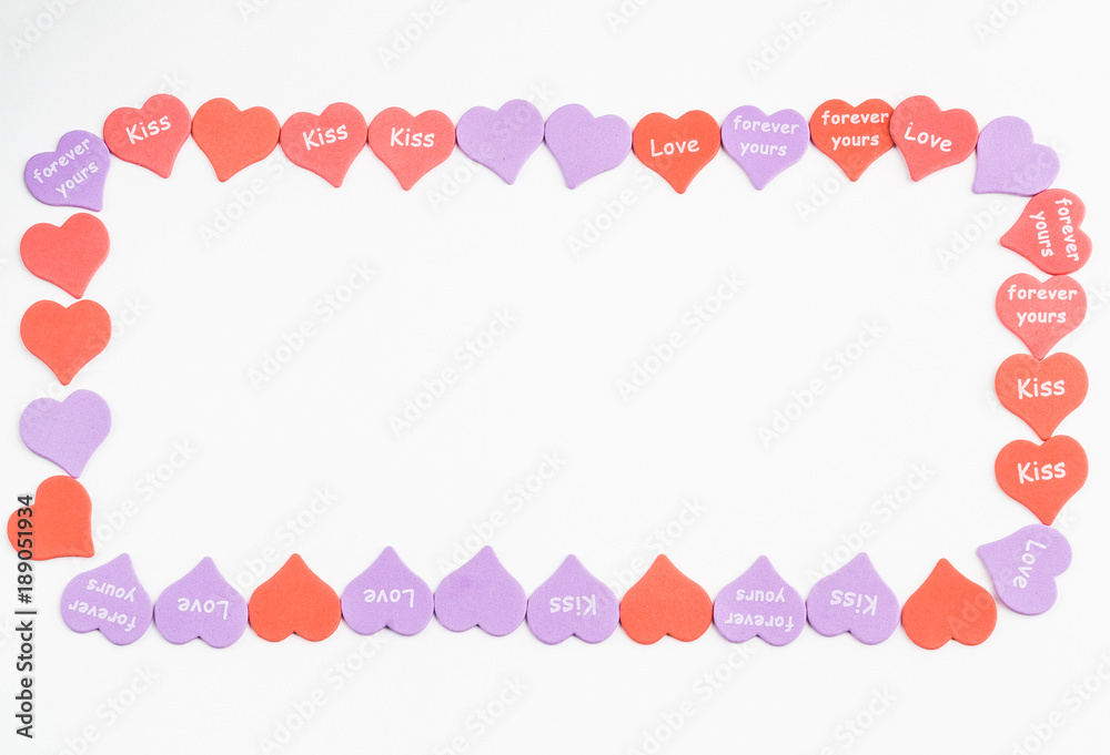 Hearts on a white background with place for text.