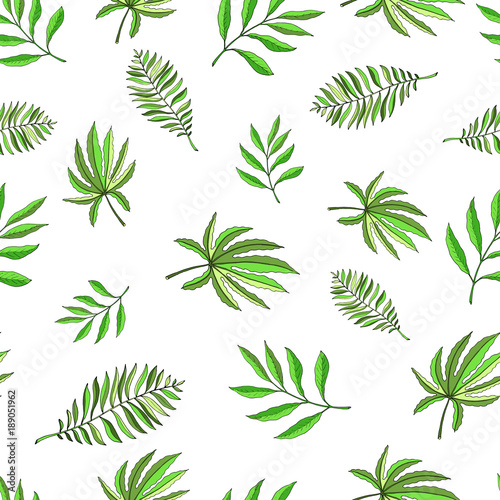 Floral paradise hand drawn tropic seamless pattern