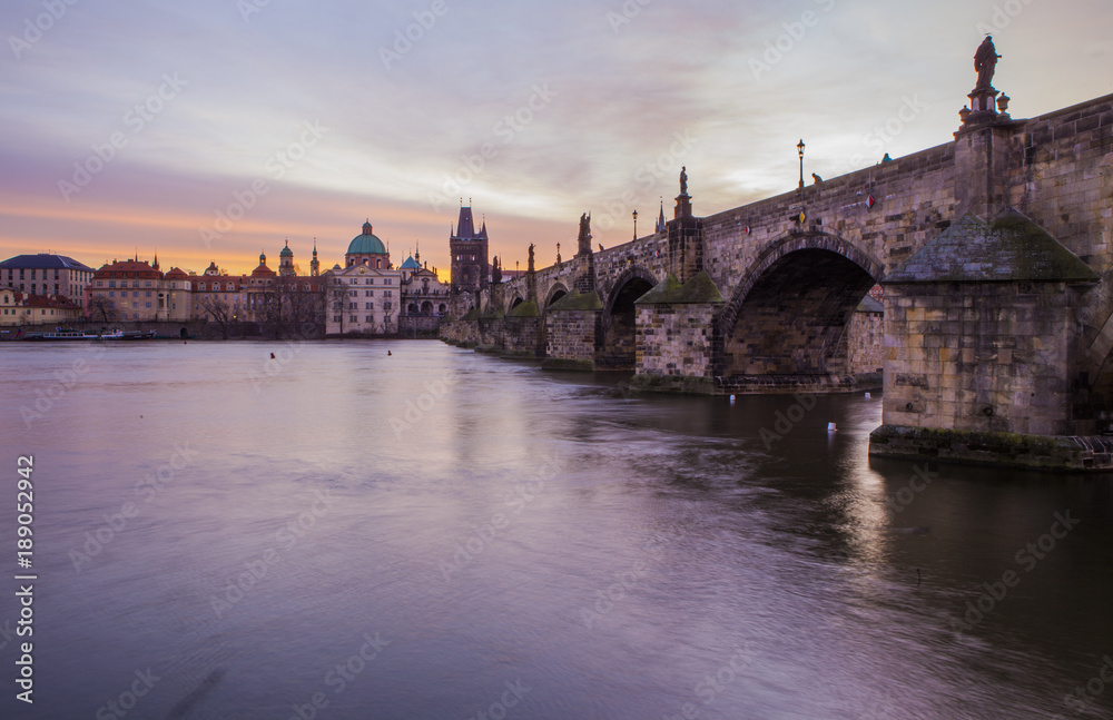 Charles Bridge, one of the famous places of the world. Prague, the Czech Republic 