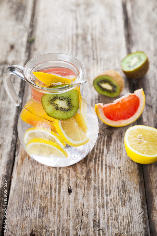 Refreshing ice cold water with lemon Refreshing ice cold water with lemon
