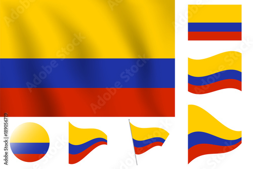 Columbia flag. Realistic vector illustration flag. National symbol design.