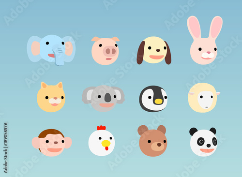 動物イラストセット　右向き　フラット