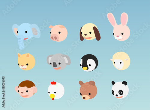 動物イラストセット　おじぎ　フラット