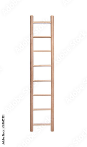 Wooden ladder isolated isolated on white background.