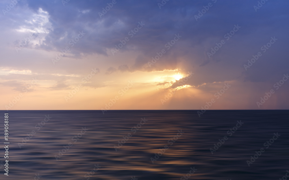 Sea view at sunset. Between Day and night