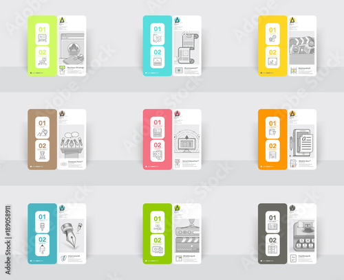 Bifold Brochure cover design collection with concept icons.