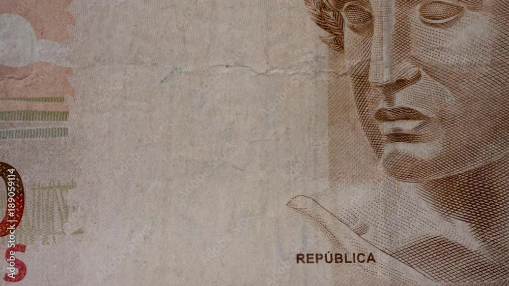 custom made wallpaper toronto digital50 (fifty) Brazilian Real note, sliding tracking motion, macro closeup