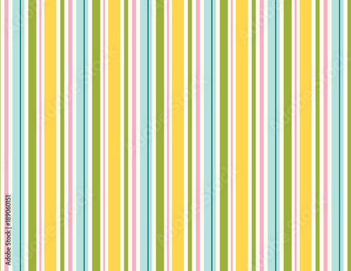 Colorful vertical stripe vector pattern. Modern stripe background. Yellow, blue, pink, white and green. Spring, summer, Easter, pastel colors. EPS file includes pattern swatch tile.