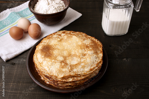 Baked pancakes. Traditional cuisine for the carnival week