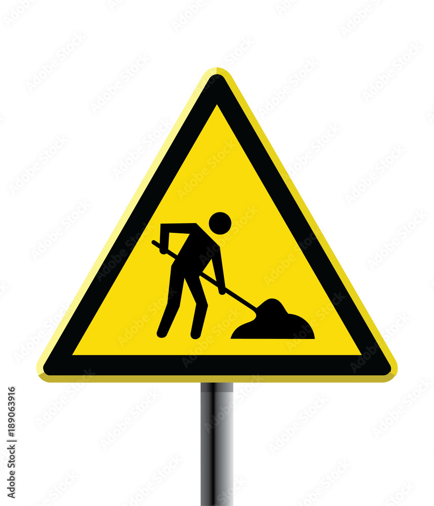 under construction road sign triangular 