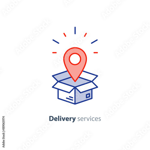 Delivery and packaging, transportation services line icon