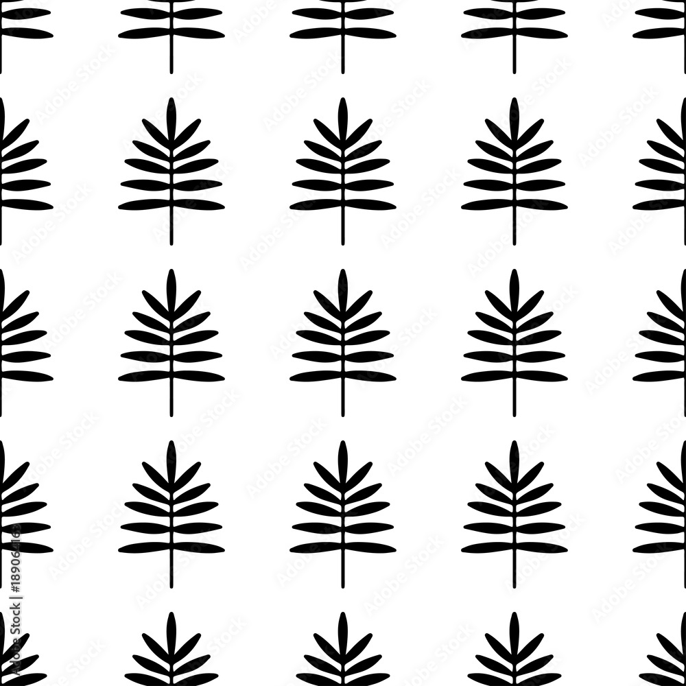 Seamless pattern with leaves in black and white Seamless pattern with leaves in black and white