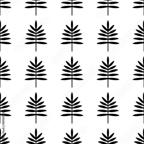 Seamless pattern with leaves in black and white