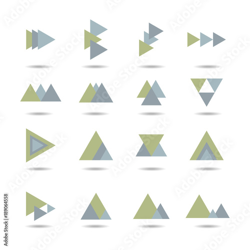 Abstract triangle icon set, logo element, symbol vector