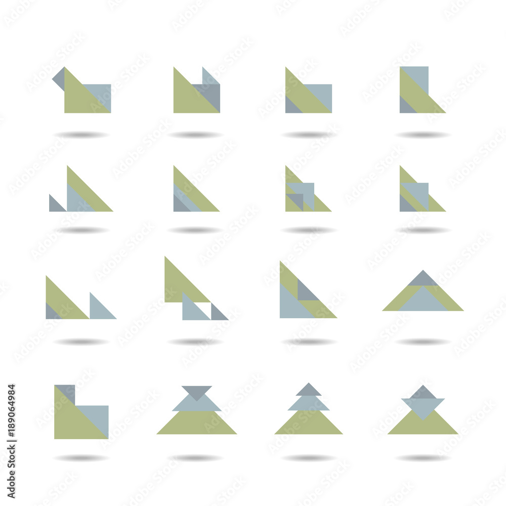 Abstract triangle icon set, logo element, symbol vector