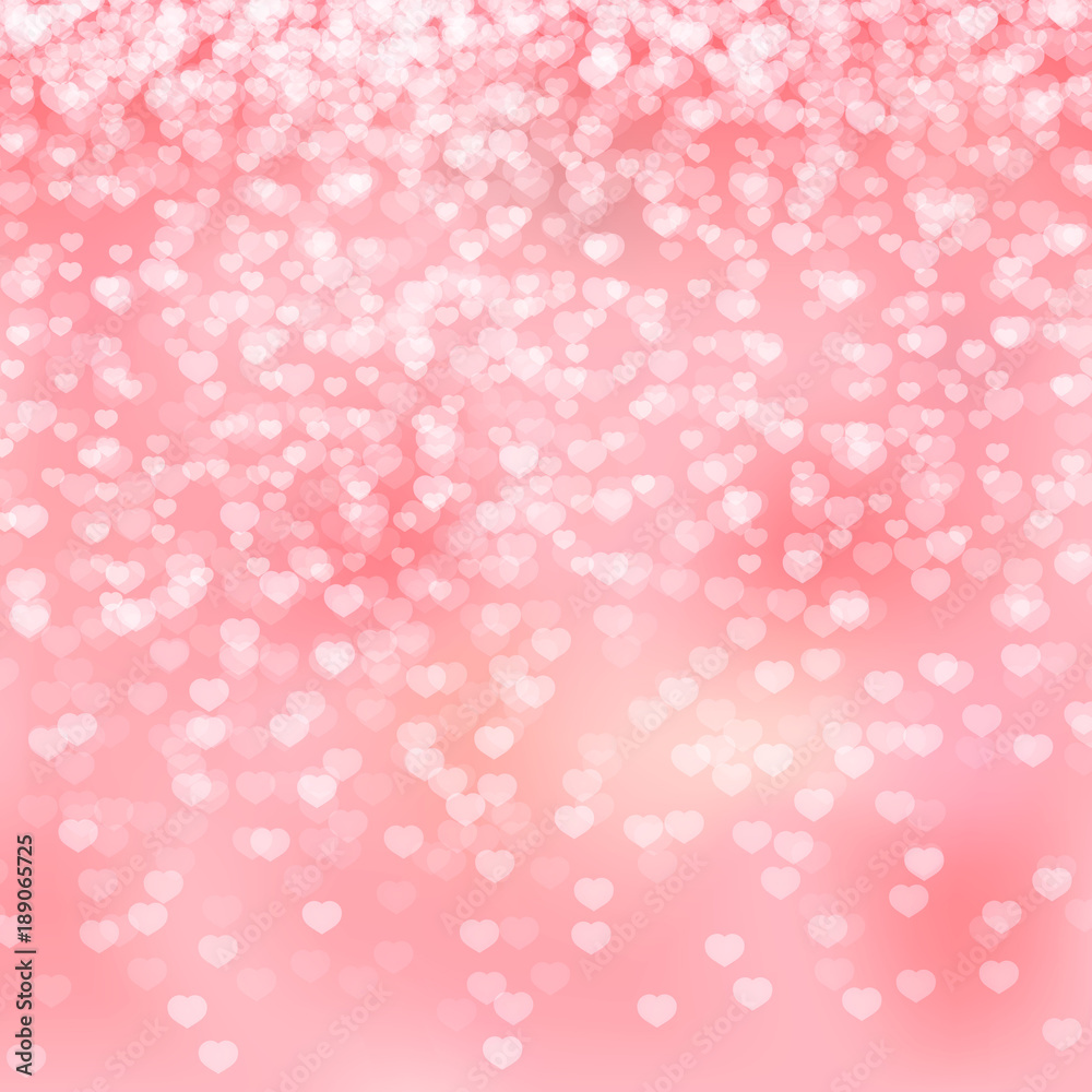 Pink hearts confetti background. Valentine’s day shiny greeting card backdrop. Romantic vector illustration. Easy to edit design template. Pink hearts confetti background. Valentine’s day shiny greeting card backdrop. Romantic vector illustration. Easy to edit design template.