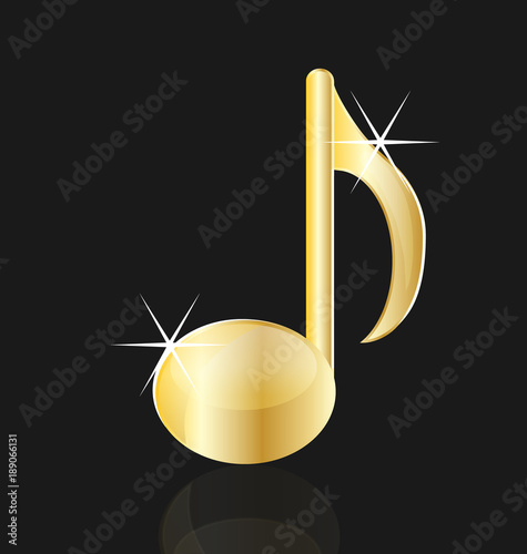Golden musical note isolated vector
