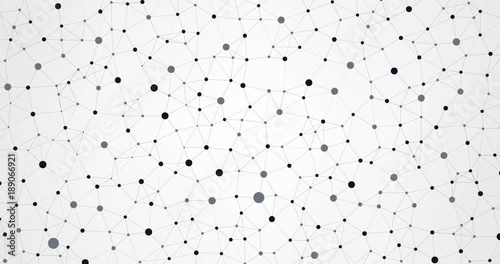 Black and White Networking, Science or Technology Concept Video Animation, Clip Featuring 3D Network Mesh, Connections Building Up, Connected Nodes Appearing and Zooming Out