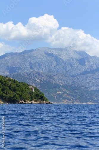 Beautiful view of the Adriatic Sea in Croatia in southern Dalmatia with mountains in the background © martinh76
