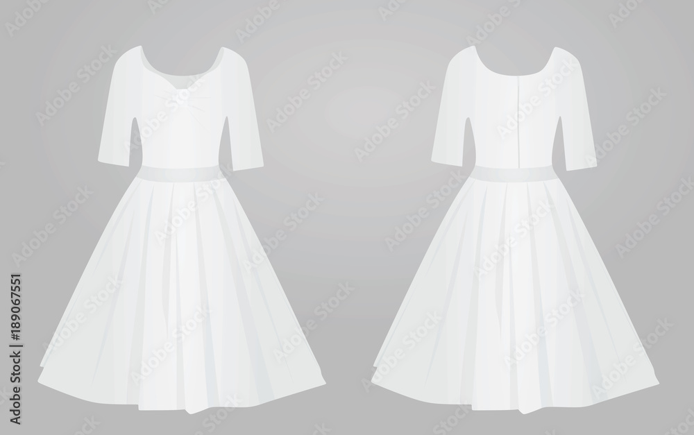 White women elegant dress. vector illustration 