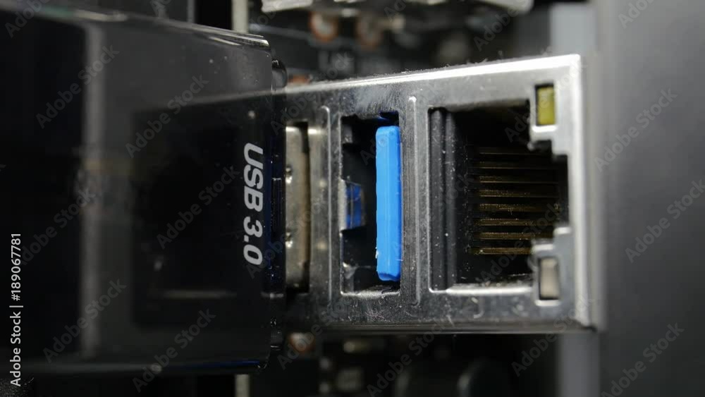 USB 3.0 Plug In Plug Out Macro Closeup USB 3.0 Plug In Plug Out Macro Closeup