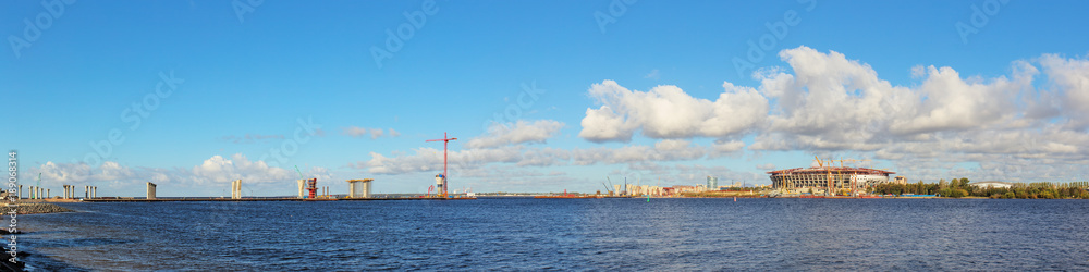 new bridge across the bay and the stadium