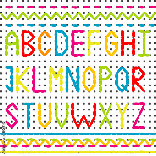 Embroidered alphabet and borders